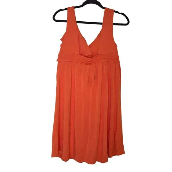 Kenneth Cole Reaction Orange Sleeveless Ruffled V-Neck Womens Dress - Picture 4 of 5